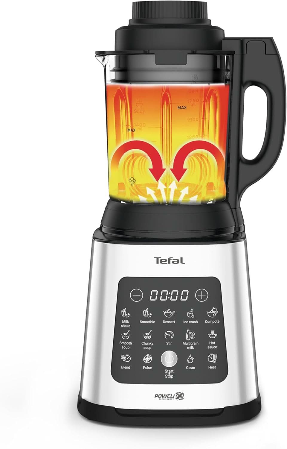 Tefal Perfectmix Cook Hochgeschwindigkeits-Standmixer, Mit Kochfunktion, 10 Auto-Programme, Heiße Und Kalte Rezepte, Abnehmbare Klingen, Inkl. Dampfkorb, Silber/Schwarz, BL83SD30 Cuisine Naty Shop