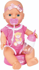 Simba 105030069 - New Born Baby Doll, poupée en vinyle avec fonction boire et nourrir, avec acte de naissance et accessoires, 4 pièces, 30 cm, poupée, à partir de 3 ans Naty Shop Dolls