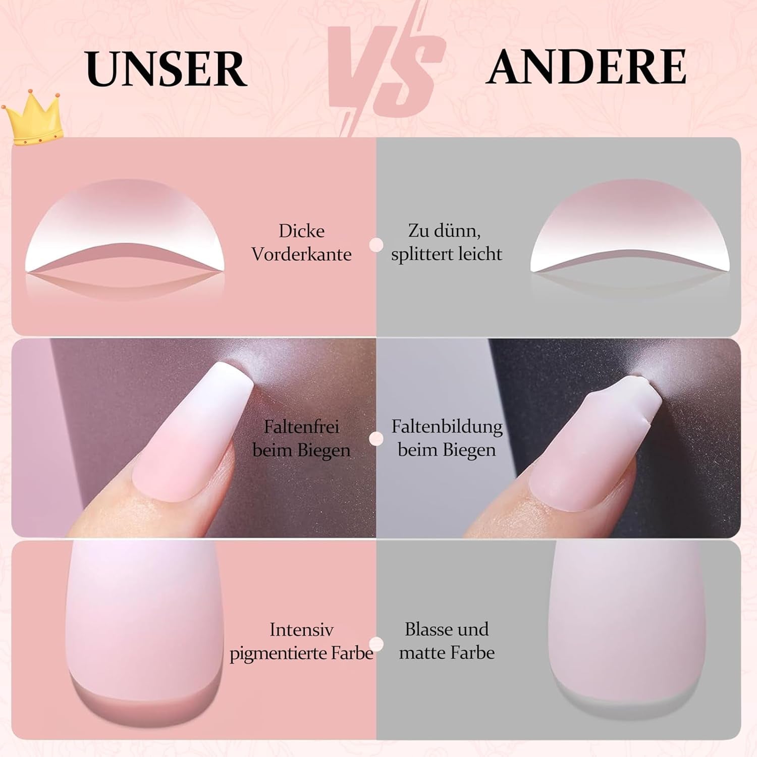 Ensemble d'ongles carrés dégradés de 240 pièces, ongles artificiels dégradés de blanc nu pour colle à stylo à huile, faux ongles naturels ombrés moyens pour femmes à faire soi-même (carré nu)