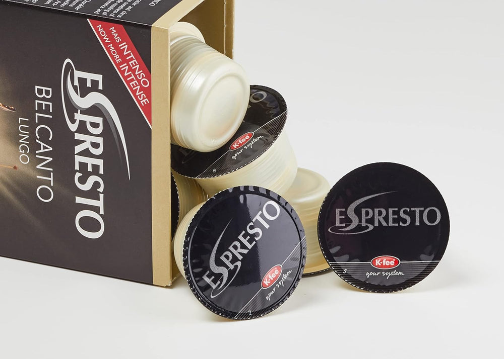 Kaffeekapseln Belcanto – Lungo Intensität 4/12, kompatibel mit K-fee, RFA zertifiziert, 96 Kapseln (Packung mit 2)