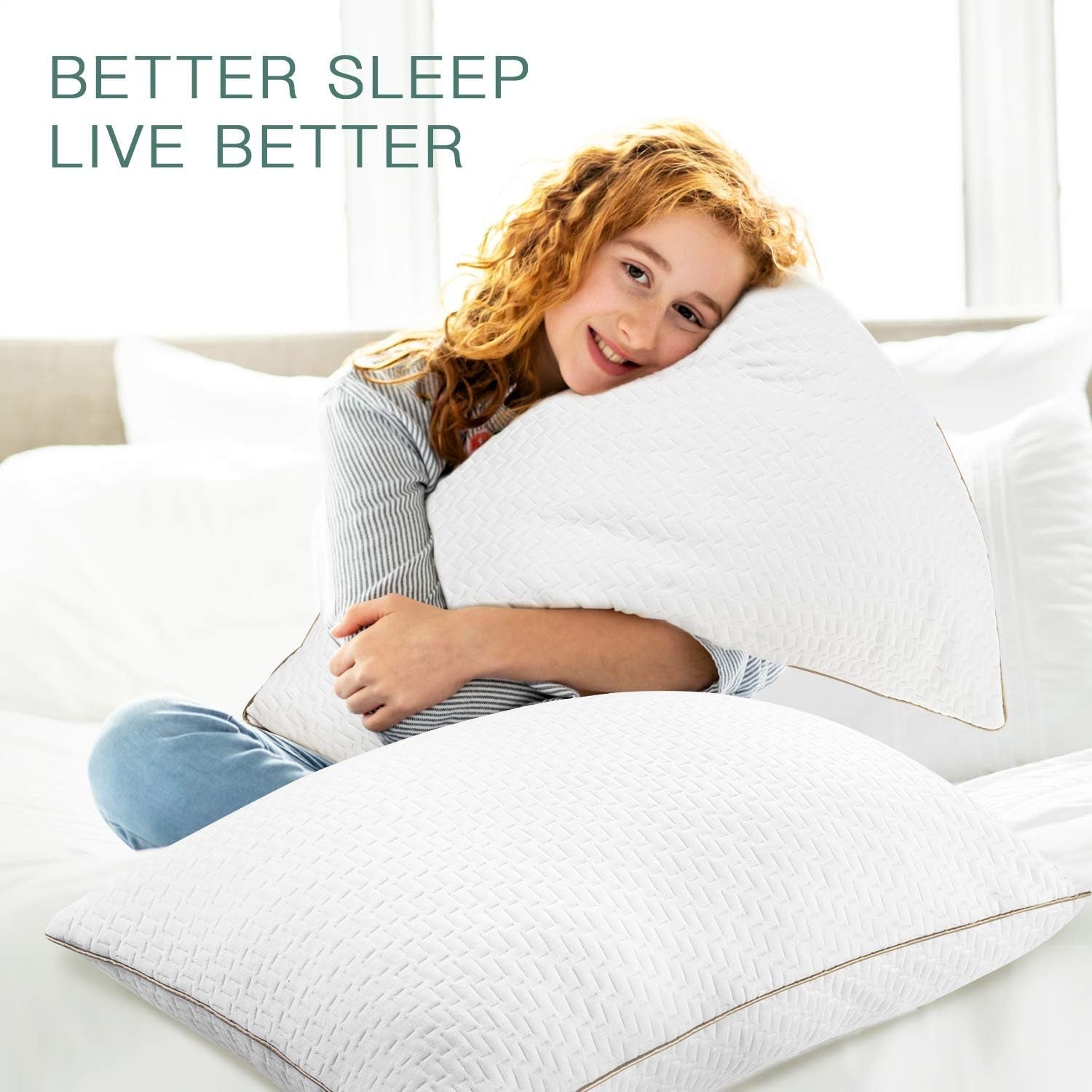 Oreiller Bedstory, Oreiller de Couchage, 2 Pièces, Hypoallergénique, Oreiller Anti-Poussière, Duvet, Qualité Alternative, Oreiller de Lit pour Dormeurs Dos, Ventre et Latéraux, Taille Standard, Lavable, 42 X 70 Cm Naty Shop Oreillers Standard