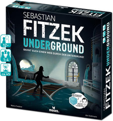 Moïse. Sebastian Fitzek Underground, un jeu de thriller 3D innovant pour les fans d'escape game, un jeu de société coopératif de Marco Teubner avec différents niveaux de difficulté, à partir de 12 ans.