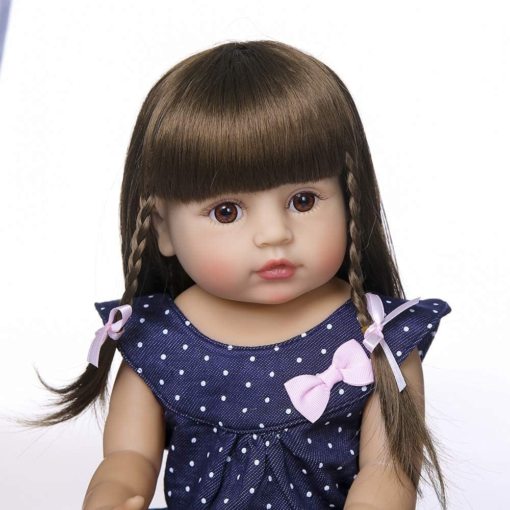 ZIYIUI 22 inch (55 cm) Păpușă Reborn Baby Fetiță Corp Complet Silicon Vinil Realistică Păpuși Reborn Reale Nou-născute Fetiță cu Păr Lung Cadouri pentru Copii Jucărie Realistică Manuală