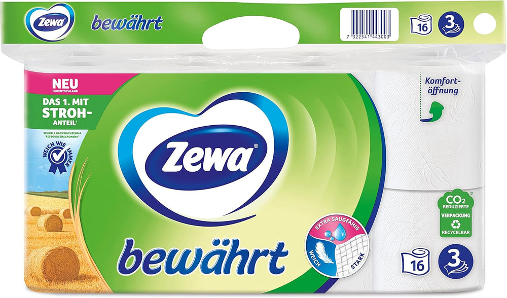 Zewa Proven - 48 rouleaux - Le premier papier toilette contenant de la paille - 3 couches