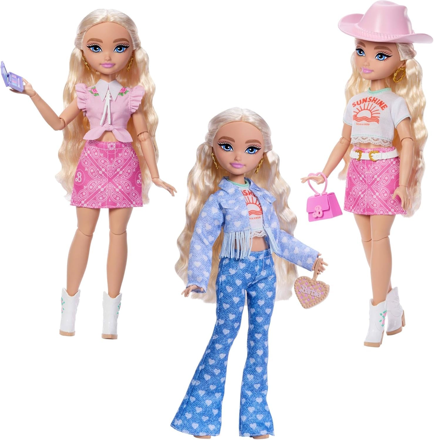 Barbie Dream Besties Festival Looks Set, avec poupée Barbie Malibu aux longs cheveux blonds à coiffer et plus de 10 vêtements et accessoires amovibles, JGH87
