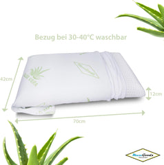 Maxxgoods Oreiller orthopédique Oreiller de soutien cervical en mousse de gel viscoélastique avec housse de protection à l'aloe vera et housse intérieure 100 % coton - Oreiller pour dormeurs sur le ventre, sur le dos et sur le côté (42 cm x 70 cm x 12 cm) Oreillers orthopédiques cervicaux Naty Shop