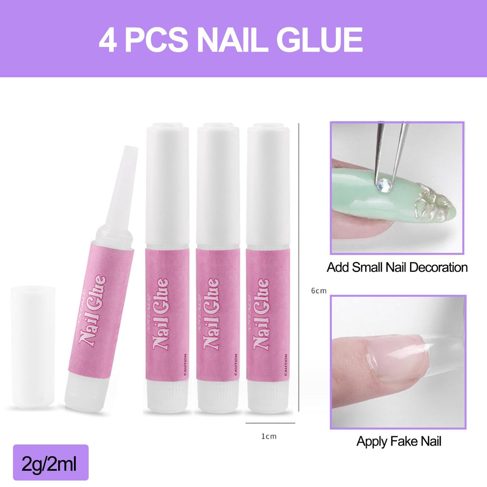 Lot de 504 faux ongles à couverture complète, 12 tailles, avec colle à ongles, ongles artificiels en acrylique avec boîte de rangement pour salons de manucure et bricolage à domicile (carré)