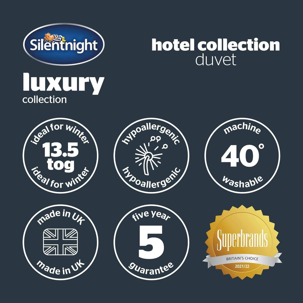 Couette Silentnight Hotel Collection pour lit double, 13,5 TOG, blanc, microfibre, blanc, lit simple 135 X 200Cm Couettes et couettes Naty Shop