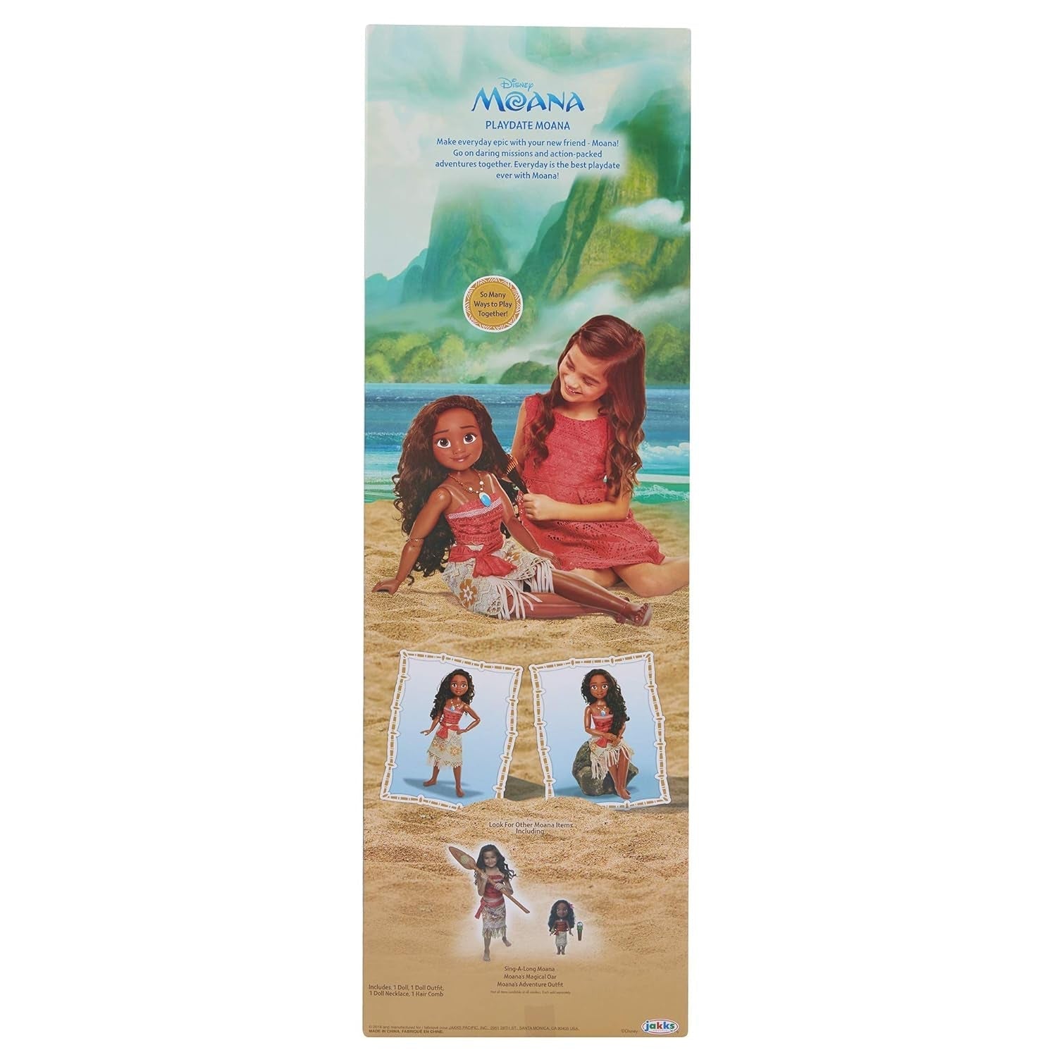 Disney Princess Moana 80 cm Poupée de jeu par Jakks Pacific Poupée mobile avec brosse pour peigner ses boucles ondulées Robe inspirée du film Collier pendentif détachable Poupées Naty Shop