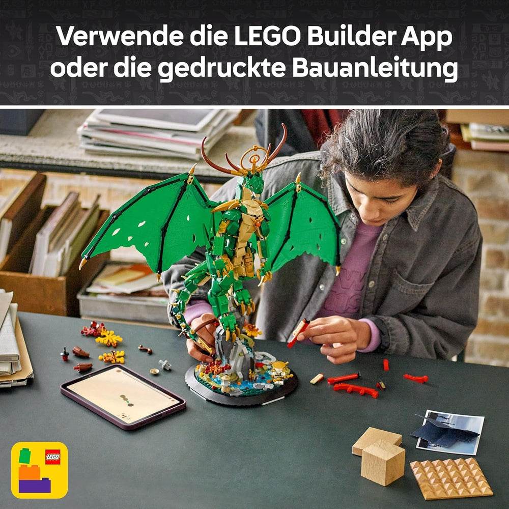 LEGO NINJAGO Wächterdrache Bauset - Mit Drachenfigur, Meister Wu Minifigur & Ständer – Bauspielset für Jungen ab 14 Jahren & Teenager 71847
