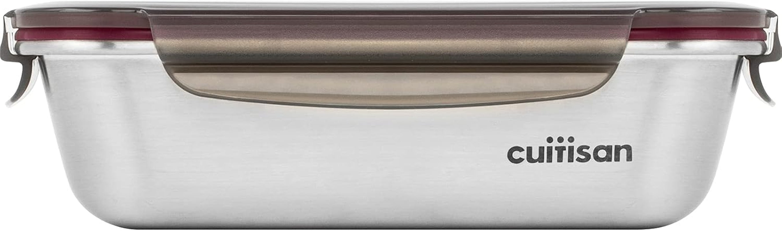 CANDL Cuitisan (Flora) Pot de conservation des aliments en acier inoxydable avec couvercle à clip, rectangulaire, adapté au micro-ondes + four, pot de conservation, EC7-SS10 2800 ml Naty Shop Boîtes de conservation des aliments 22,0 cm x 15,7 cm x 6,5 cm / 1100 ml