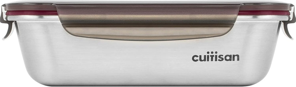 CANDL Cuitisan (Flora) Pot de conservation des aliments en acier inoxydable avec couvercle à clip, rectangulaire, adapté au micro-ondes + four, pot de conservation, EC7-SS10 2800 ml Naty Shop Boîtes de conservation des aliments 22,0 cm x 15,7 cm x 6,5 cm / 1100 ml