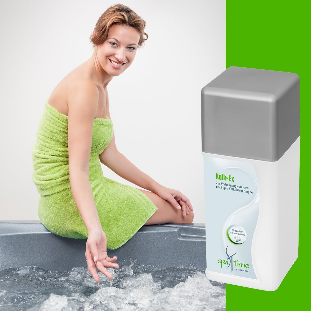 Bayrol SpaTime 2218200 par BAYROL - Solution détartrante 1,0 L - Stabilisateur de dureté liquide pour spas - Empêche le calcaire, l'eau trouble et la décoloration de l'eau métallique, gris