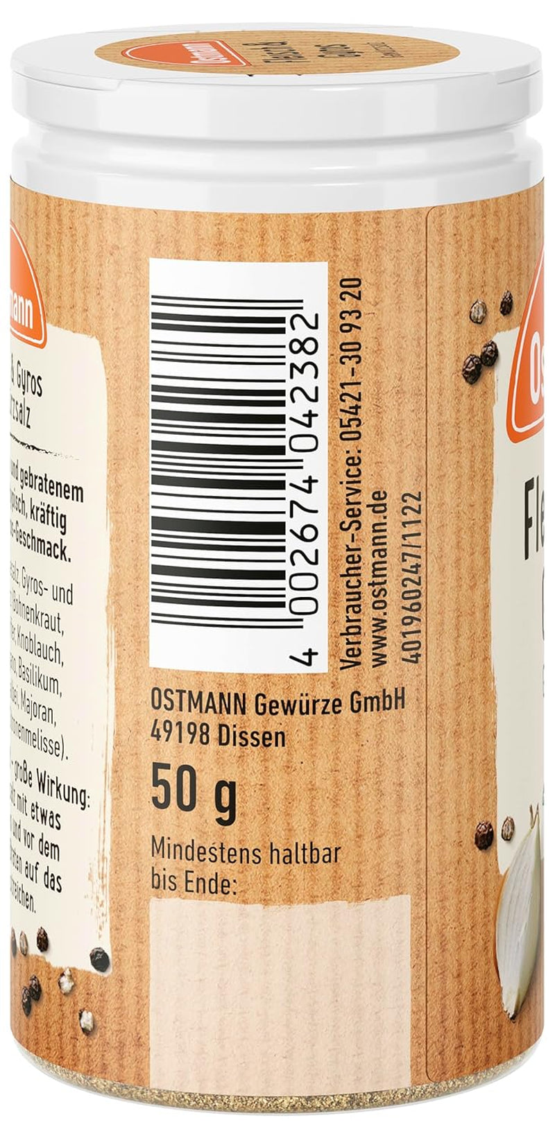 Ostmann Gewürze - Fleisch & Gyros Gewürzsalz | Pikantes Gewürz mit Mediterraner Note pour les grillades et les grillades Fleisch | Mit praktischem Streuaufsatz | 50 g dans une passoire