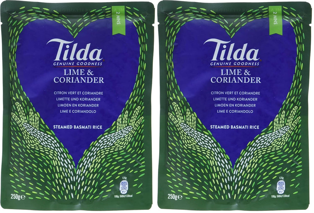 TILDA Riz basmati cuit à la vapeur avec citron vert et coriandre pour micro-ondes, 250 g