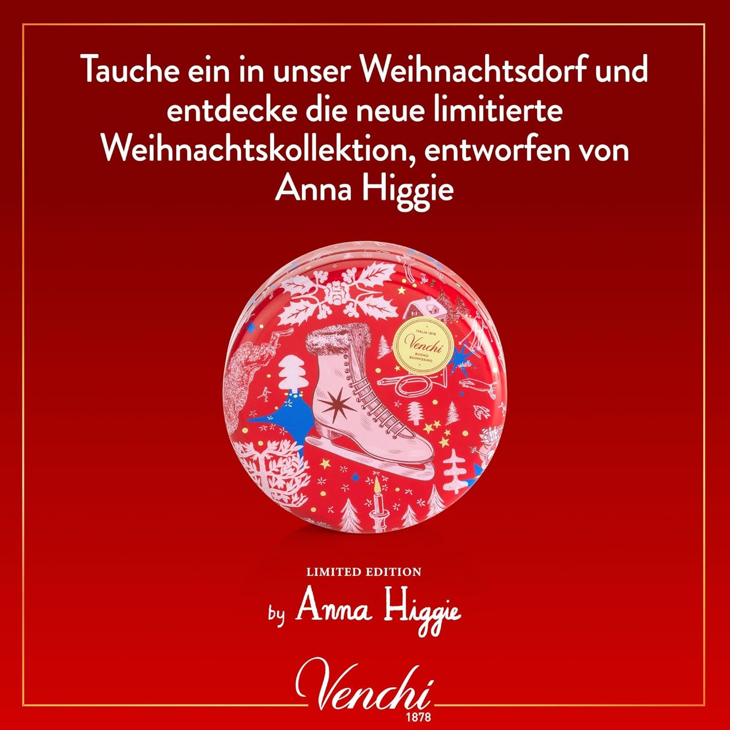 Venchi, Colecție de Crăciun - cutie cadou rotundă cu ciocolată asortată, 86 grame Bomboane de Ciocolata Naty Shop