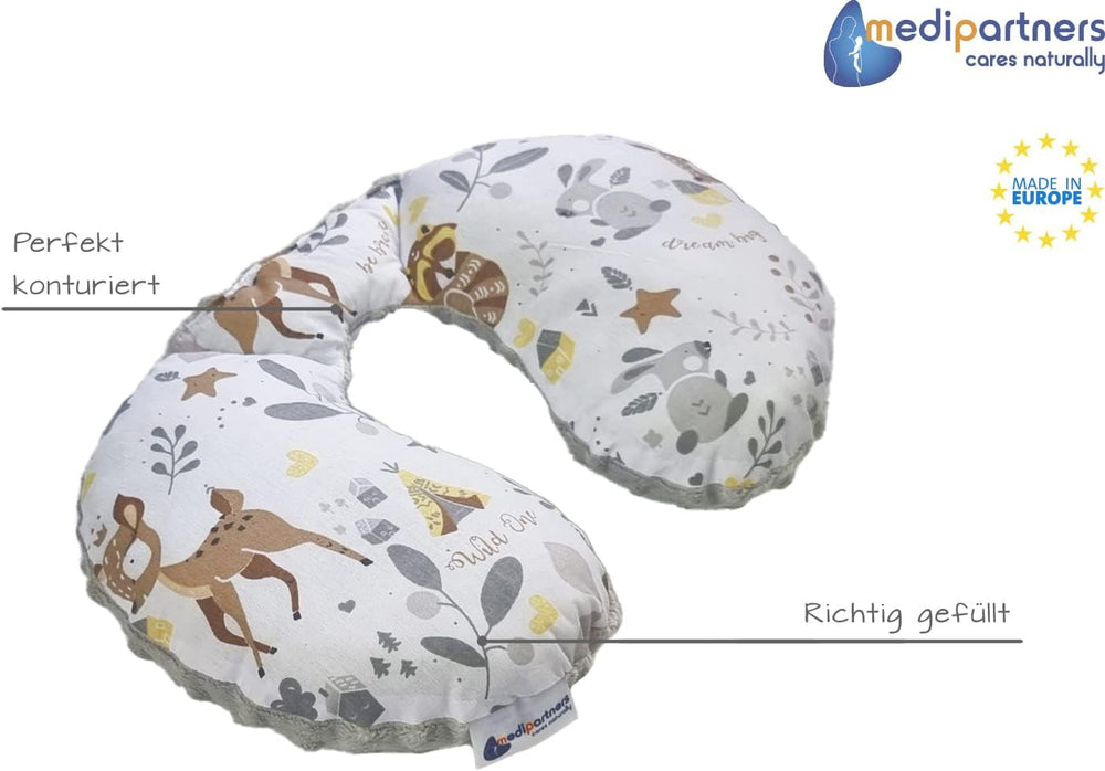 Medi Partners Oreiller cervical pour bébé 100 % coton / Minky Oreiller cervical pour voiture, poussette, voyage, sommeil, oreiller cervical Snooze Roll (REH avec Minky gris) Oreillers orthopédiques cervicaux Naty Shop
