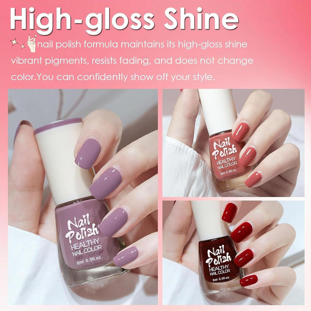 Ensemble de 6 vernis à ongles – Vernis à ongles rouge vif longue durée à séchage rapide – Vernis à ongles non toxique à base d'eau pour salons de bricolage, cadeau de manucure (couleur A)