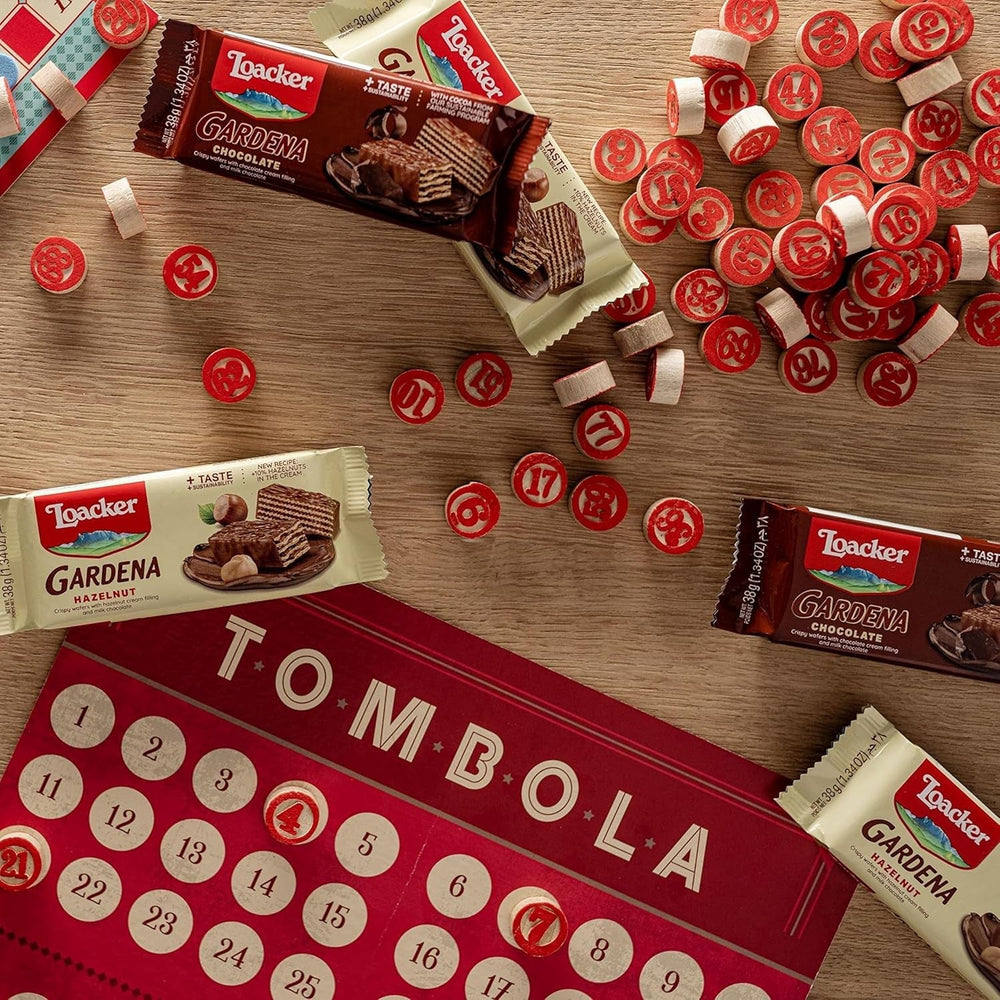 Loacker Gardena (Chocolat) • Gaufrettes recouvertes de chocolat au lait et fourrées à la crème fine au chocolat • Biscuits gaufrettes, grand paquet (25 x 38g)