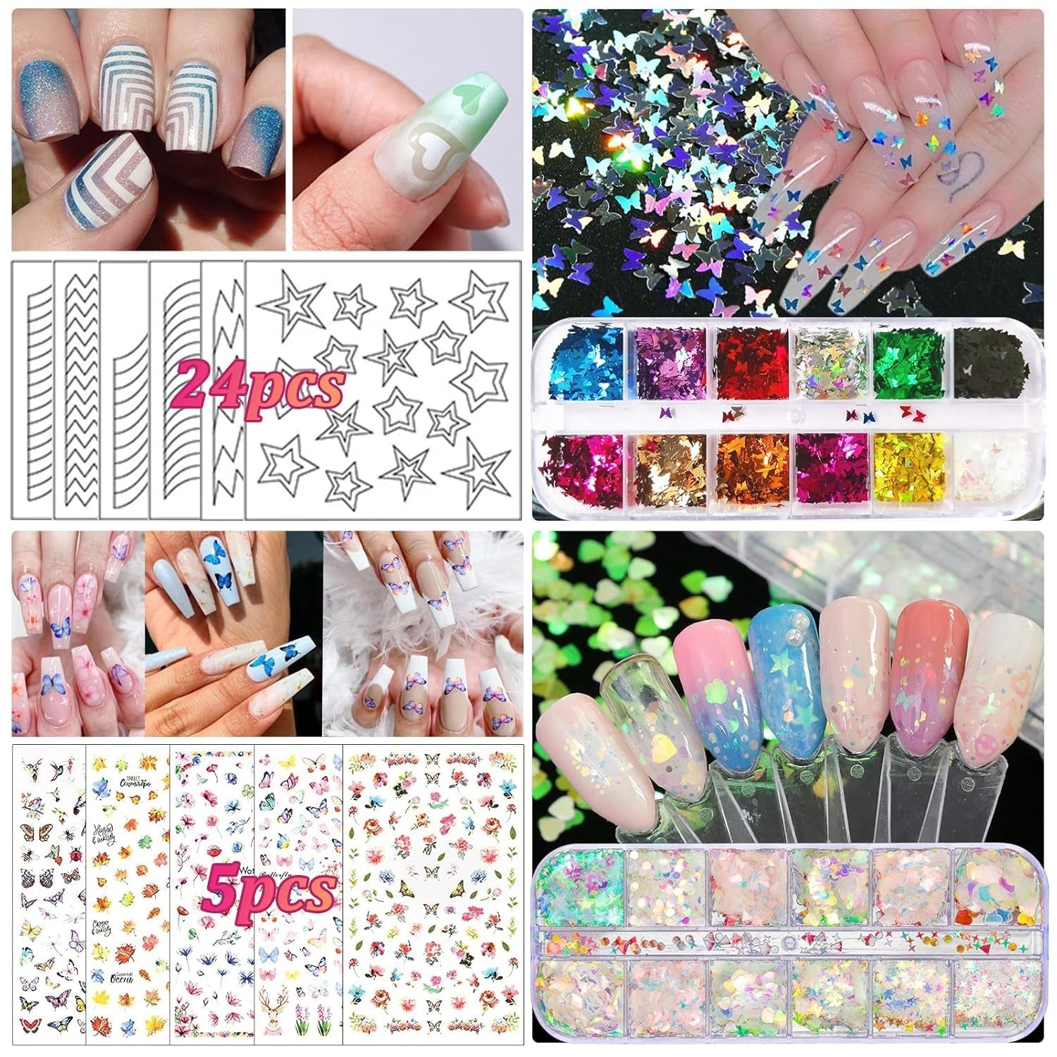Ensemble de pinceaux et de décorations pour ongles, ensemble de pinceaux de décoration pour ongles, 15 pinceaux, 5 autocollants pour pinceaux, 5 stylos à pois, strass, paillettes ultra fines pour vernis à ongles