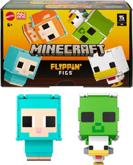 Mattel Minecraft Flippin' Figs Mouton et Poulet - Pack de 2 avec figurines de jeu 2 en 1, grosses têtes et design pixelisé HXK17 Figurines d'action Naty Shop Mouton et Poulet