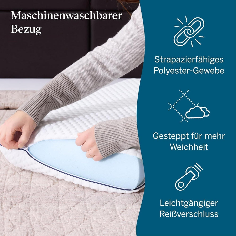 Oreiller LUCID à mémoire de forme avec gel 40x60 cm - respirant - effet rafraîchissant - housse lavable - oreiller certifié Oeko-Tex, blanc