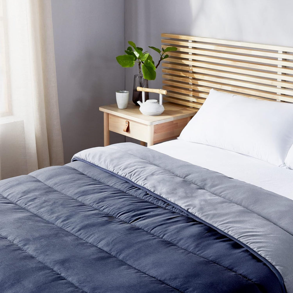 Pikolin Home - Couette réversible 300 G - Garnissage Nordique Bicolore - Pour lit 150 - Douillet, chaud, respirant, jaune moutarde, 240 X 220 Cm Couettes et couettes Naty Shop