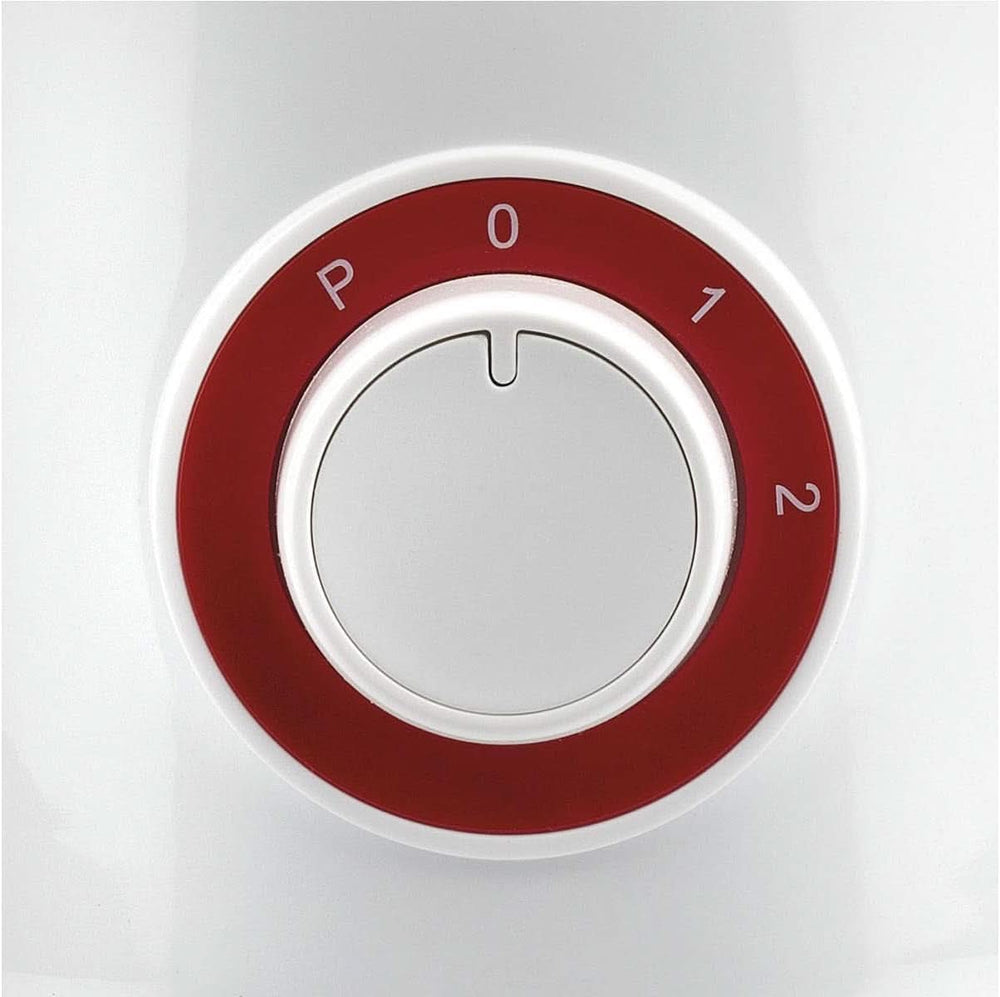 Girmi FR46 Mélangeur électrique, 1,5 litre, 2 vitesses avec fonction impulsion, 4 plaques de cuisson, plateau de mesure, balance avec balance, système de sécurité, blanc/rouge Kitchen Naty Shop