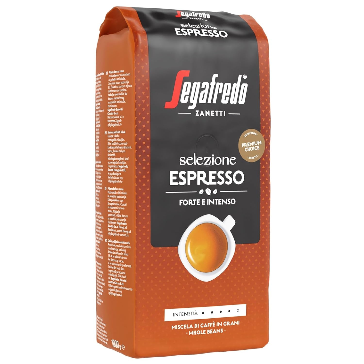 Segafredo Zanetti Selezione Espresso - Grains entiers (paquet de 1 kg) - Convient à toutes les spécialités de café italiennes - Torréfaction moyenne à foncée, saveur forte et intense