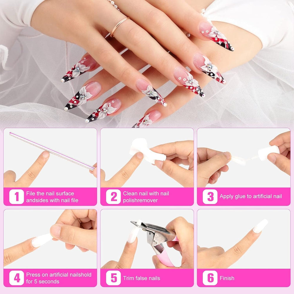 Colle pour pointes d'ongles, colle à ongles extra forte BOLASEN, colle à ongles craquelée 4 pièces, colle à ongles, colle à ongles artificielle extra forte, colle à ongles - 4 * 7 ml