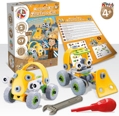 Science4you 80003542 Mechanik Baukasten ab Schraubspiel Traktor zum Schrauben und Montage Auto-Kreatives Bauset für Kinder, Pädagogisches Spielzeug 4 Jahre Junge, Large, Gelb