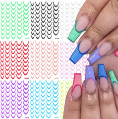 9 couleurs autocollants pour ongles français autocollants pour ongles français auto-adhésif feuille d'ongle ongles français autocollants dégradés pointe française autocollants pour ongles nail art autocollants de conception d'ongle accessoires pour ongles