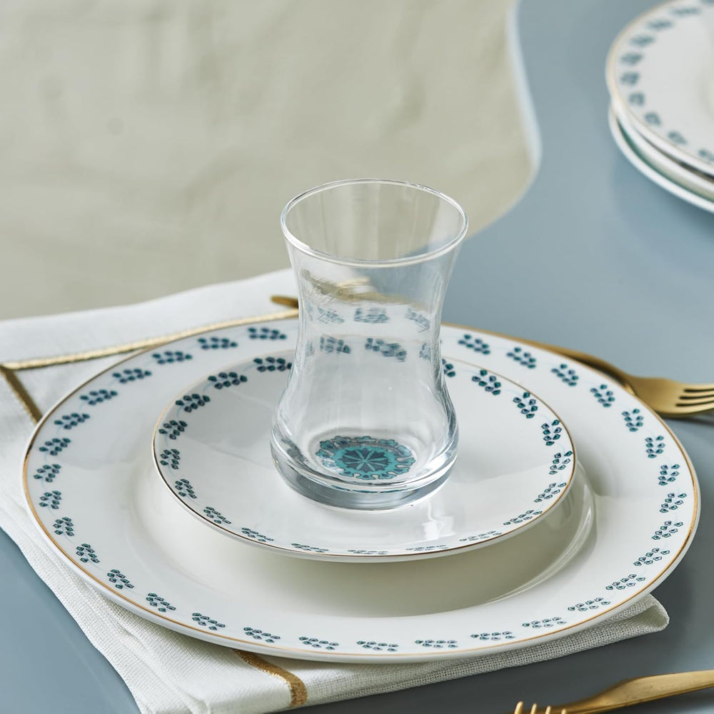 Service à dessert Karaca İznik pour 6 personnes, 18 pièces - vaisselle élégante pour de délicieux desserts