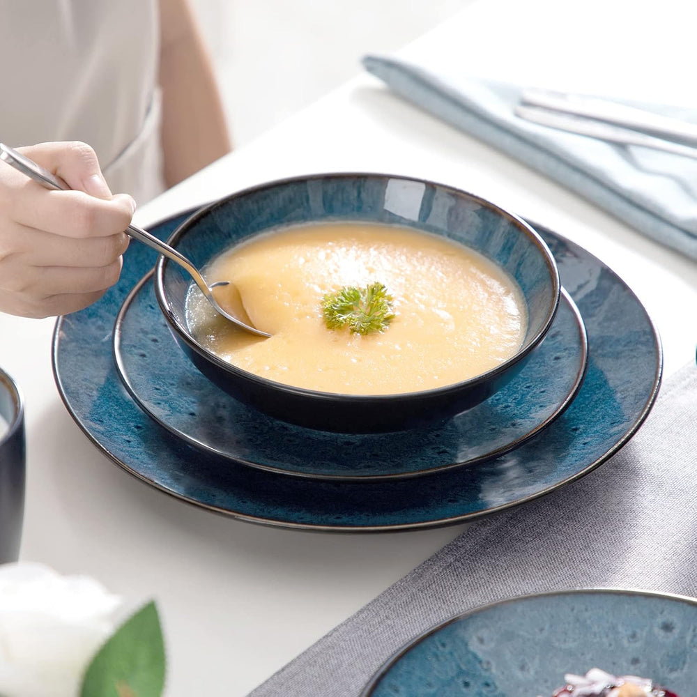 Service de table pour 4 personnes Vancasso BUBBLE Service de table 16 pièces en grès de style vintage comprenant des bols, des tasses à café, des assiettes à dessert et des assiettes pour 4/8/12 personnes