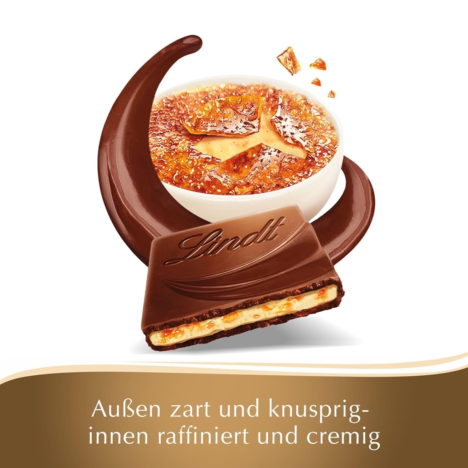 Lindt Schokolade Creation Crème Brûlée Tafel | Crème Brûlée Füllung Mit Knusprigem Karamell, Umhüllt Von Feinster Vollmilch-Schokolade | Tasse de chocolat | Schokoladengeschenk, 150G Naty Shop