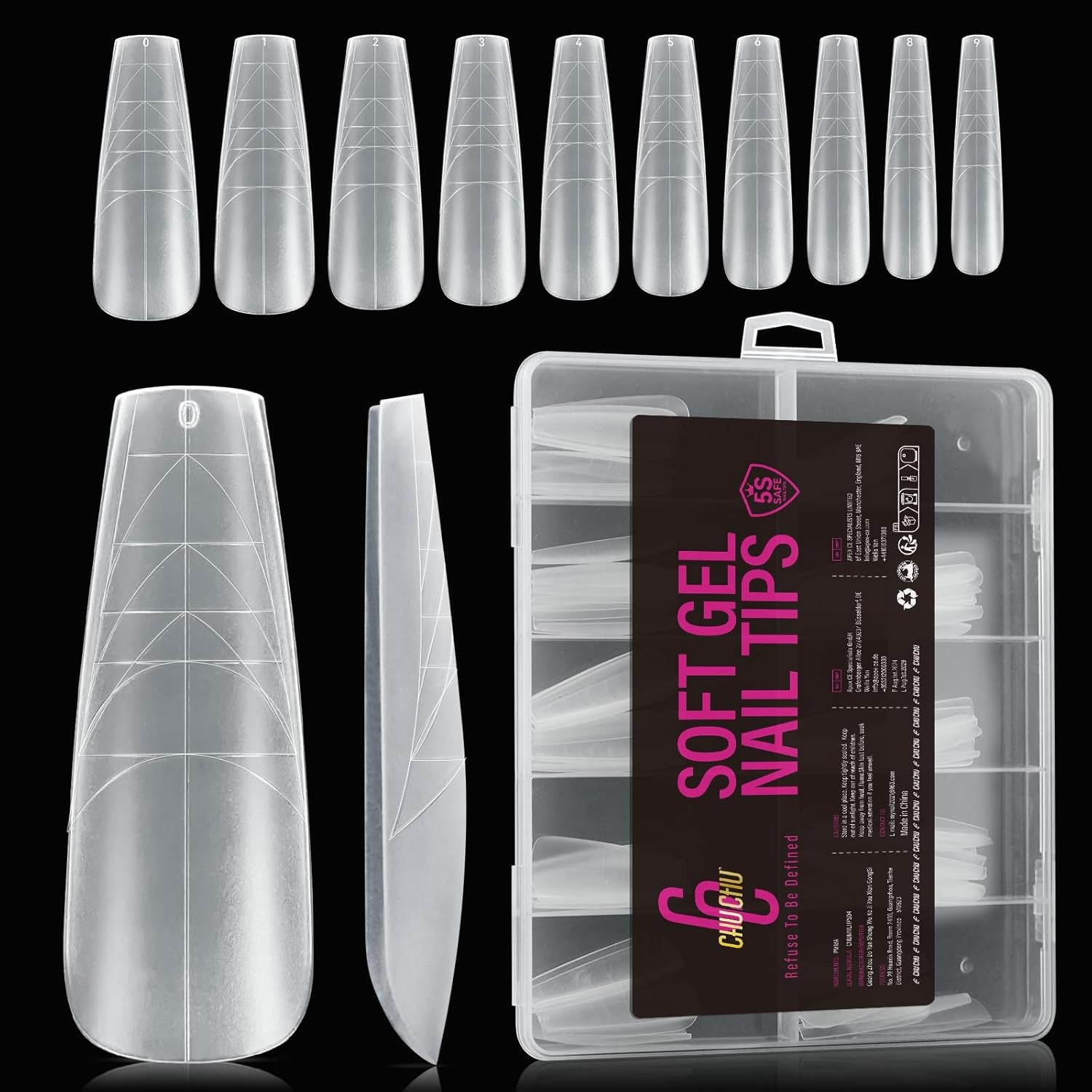 Types d'ongles en Gel moyen Ballerine, 504 pièces: pointes d'ongles en Gel PMMA, Extensions d'ongles, ongles artificiels, 12 tailles