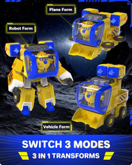 Super Wings EU750322 - Transformation du nouveau costume de robot Donnie, env. Grande figurine d'action de 23cm pour enfants, jouet Transformable, avion et Robot, figurines d'action jaunes, boutique Naty