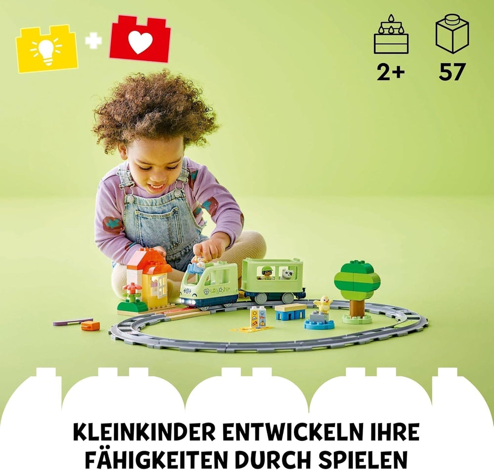 LEGO DUPLO Town Train d'aventure interactif, ensemble de jeu avec lumières et sons pour un jeu de rôle, permet aux enfants de 2 ans de construire des pistes, jouet éducatif préscolaire 10427 Ensembles de construction Besuche den LEGO-Store