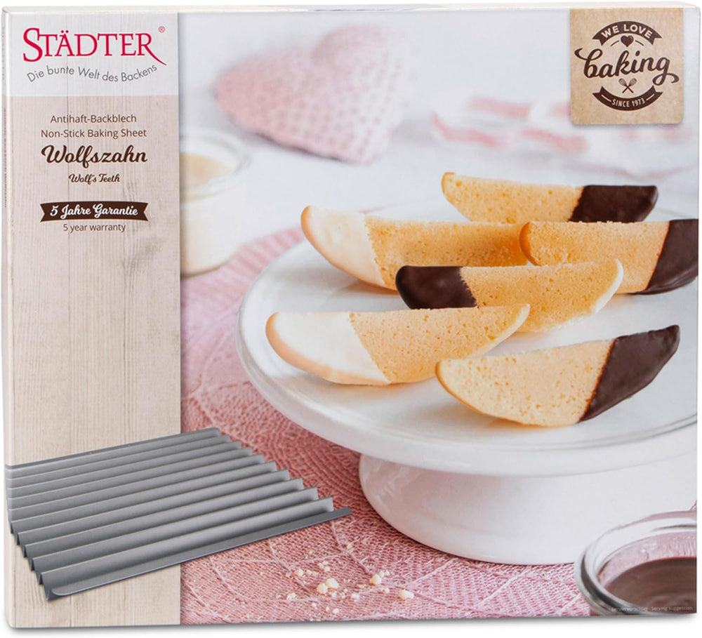 STÄDTER we love Baking Plaque à pâtisserie Wolfszahn, 37x33 cm, revêtement antiadhésif, sans PFAS, parfaitement adaptée à la plaque à pâtisserie Städter, résistante à des températures jusqu'à 230°C