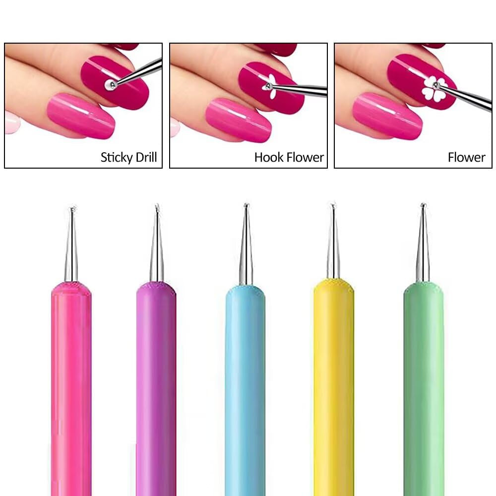5 pièces Dotting Pen Set, Nagelpunkt-Stift, Dotting Pen Punktierung Stift Marbleizing Werkzeug Nagellack Maniküre Dot Nail Art Set, Marmorier-Werkzeug-Set, Punkte, Nagelkunst, Nagel Nail Werkzeug Set