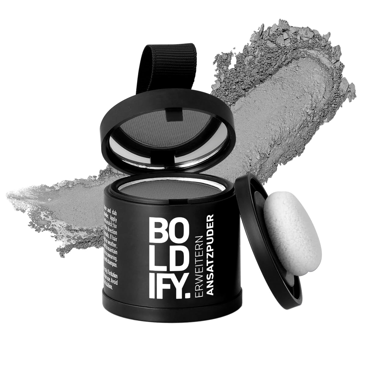 BOLDIFY Poudre de Racine 4g - Correcteur de Cheveux Épaississant pour Femmes et Hommes 48h Couverture Grise Maquillage de Cheveux Imperméable pour Dissimuler les Racines (Noir) Naty Shop Teinture Cheveux Gris 10G (1 Pack)