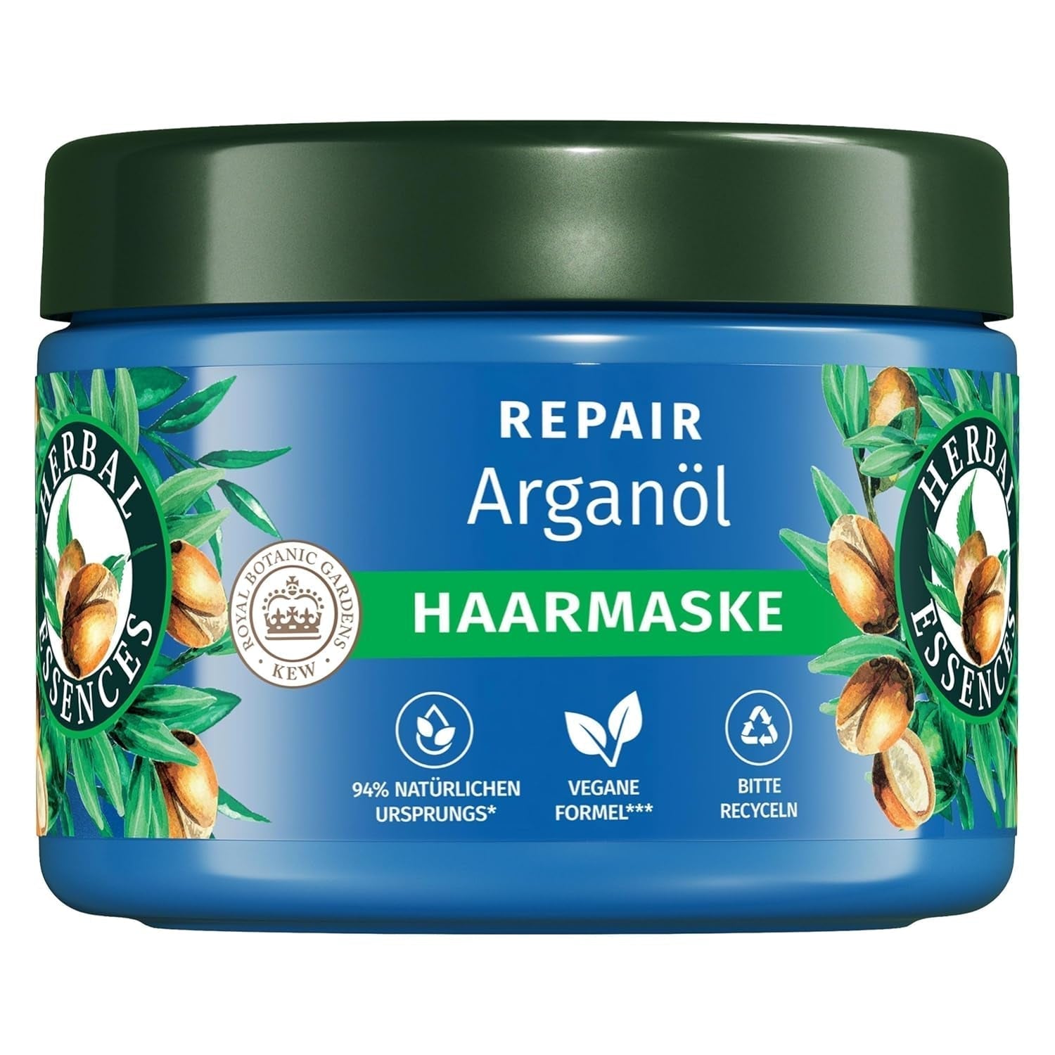 Herbal Essences Masque réparateur capillaire à l'huile d'argan 300 ml. Des cheveux abîmés aux cheveux plus lisses et plus brillants. Soins intensifs. Avec des ingrédients d'origine naturelle. Masque capillaire Vegan Naty Shop 300 Ml (1 paquet) Masque capillaire
