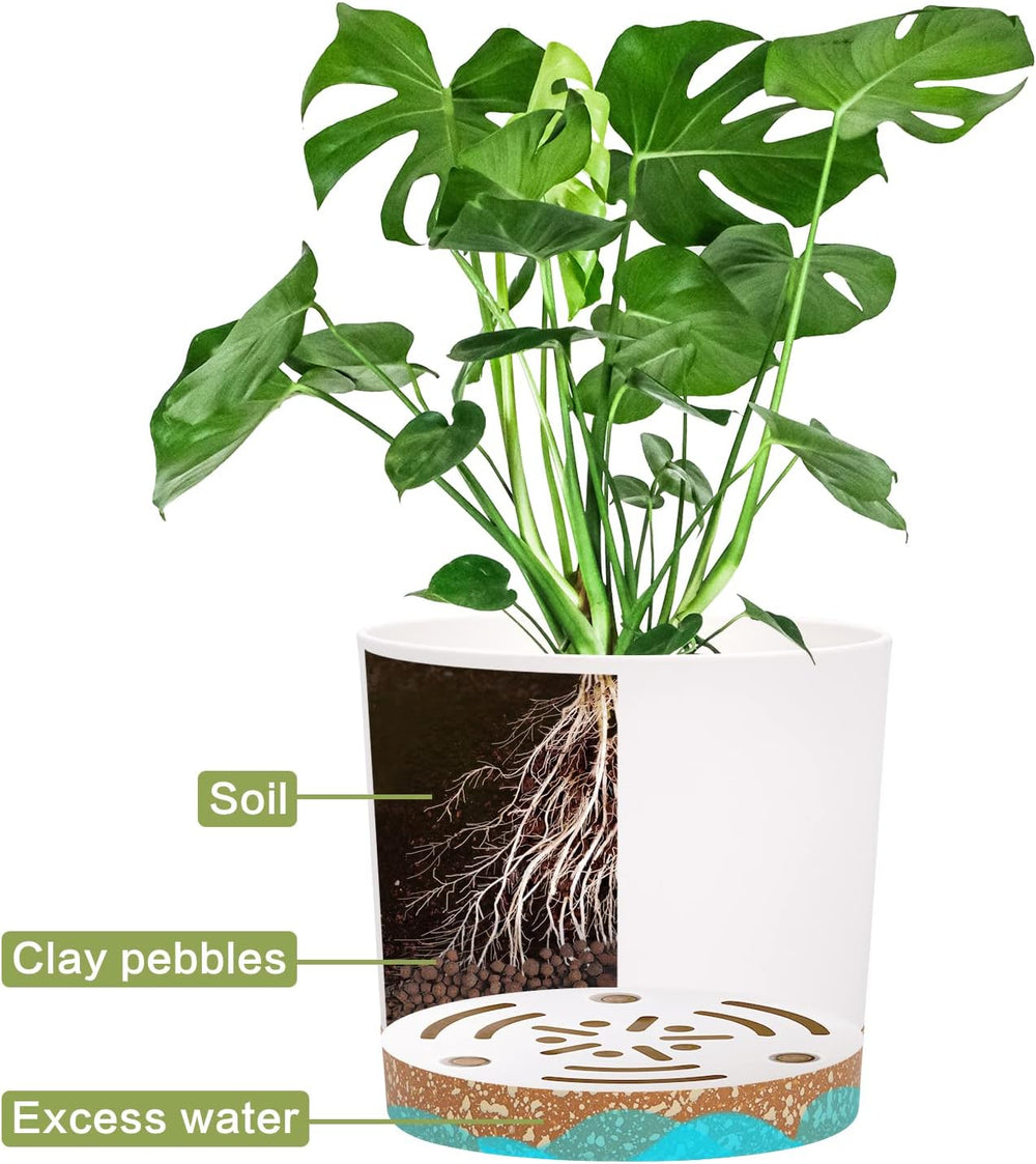 Lot de 2 pots de fleurs de 12,7 cm, pots de fleurs d'intérieur avec trous de drainage et base amovible, soucoupes décoratives modernes pour jardinières d'extérieur (blanc 12,7 cm)