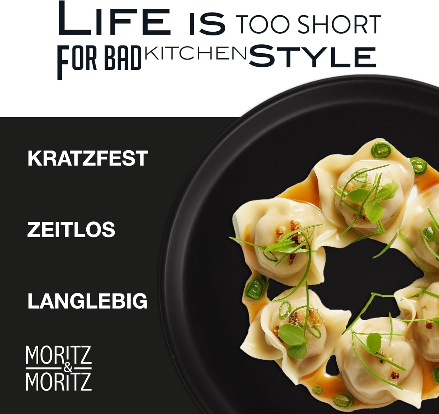 Moritz & Moritz Service de table NORDIC pour 6 personnes – Service de table 18 pièces en grès noir – Design scandinave – Service de table robuste pour 6 personnes pour un usage quotidien et les invités – Service de table combiné