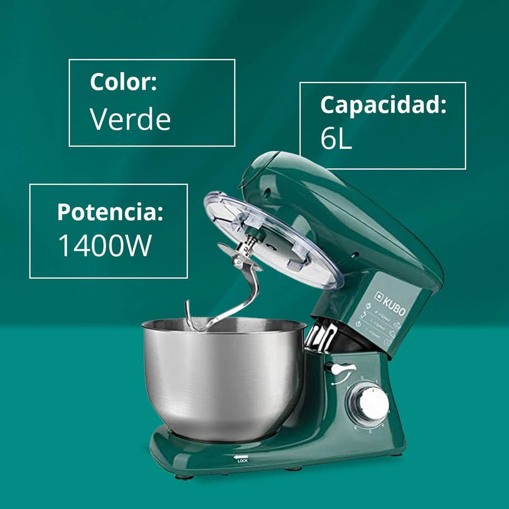 Küchenmaschine - 7 Zubehörteile: Mixbecher, Fleischwolf, Große Schüssel, Schutzdeckel, Schneebesen, Mixer Und Netmaschine - Couleur: Vert - Fassungsvermögen: 6 litres Mère et Enfant Naty Shop
