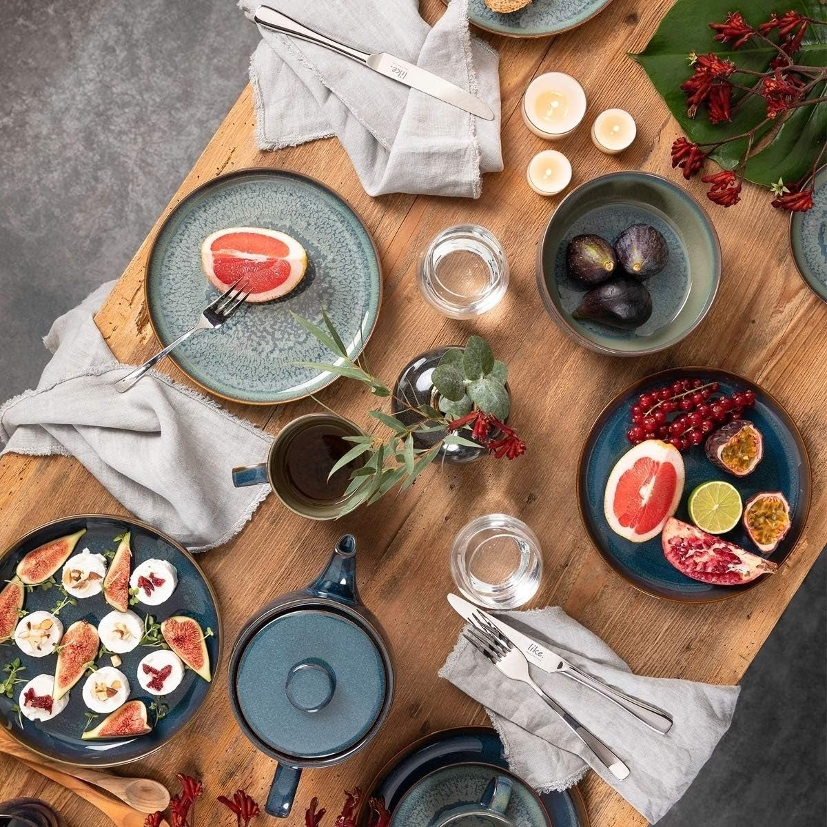 Villeroy & Boch Crafted Denim service de petit-déjeuner, 6 pièces, pour 2 personnes, bleu