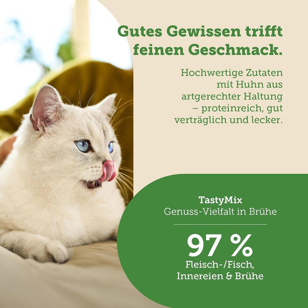 MERA Cats Nature Adult Tasty Mix Nourriture humide de qualité supérieure pour chats 12 x 85 g | Sans sucre et sans céréales | Nourriture humide pour chats adultes à haute teneur en viande | Forfait Économique