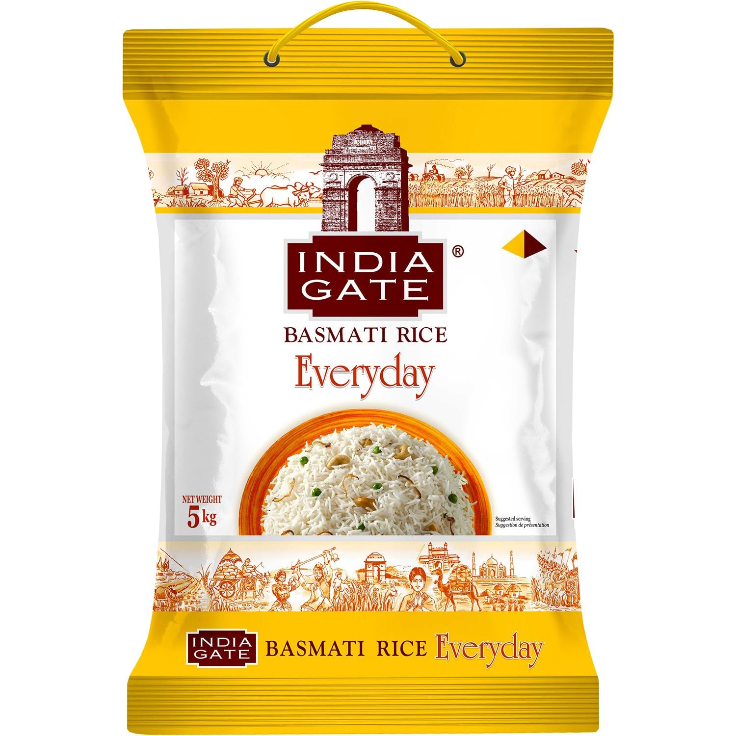 INDIA GATE Premium Basmati Rice – Riz fin à grains longs, aromatique, d'Inde, à grains longs fins (1 x 5 kg)