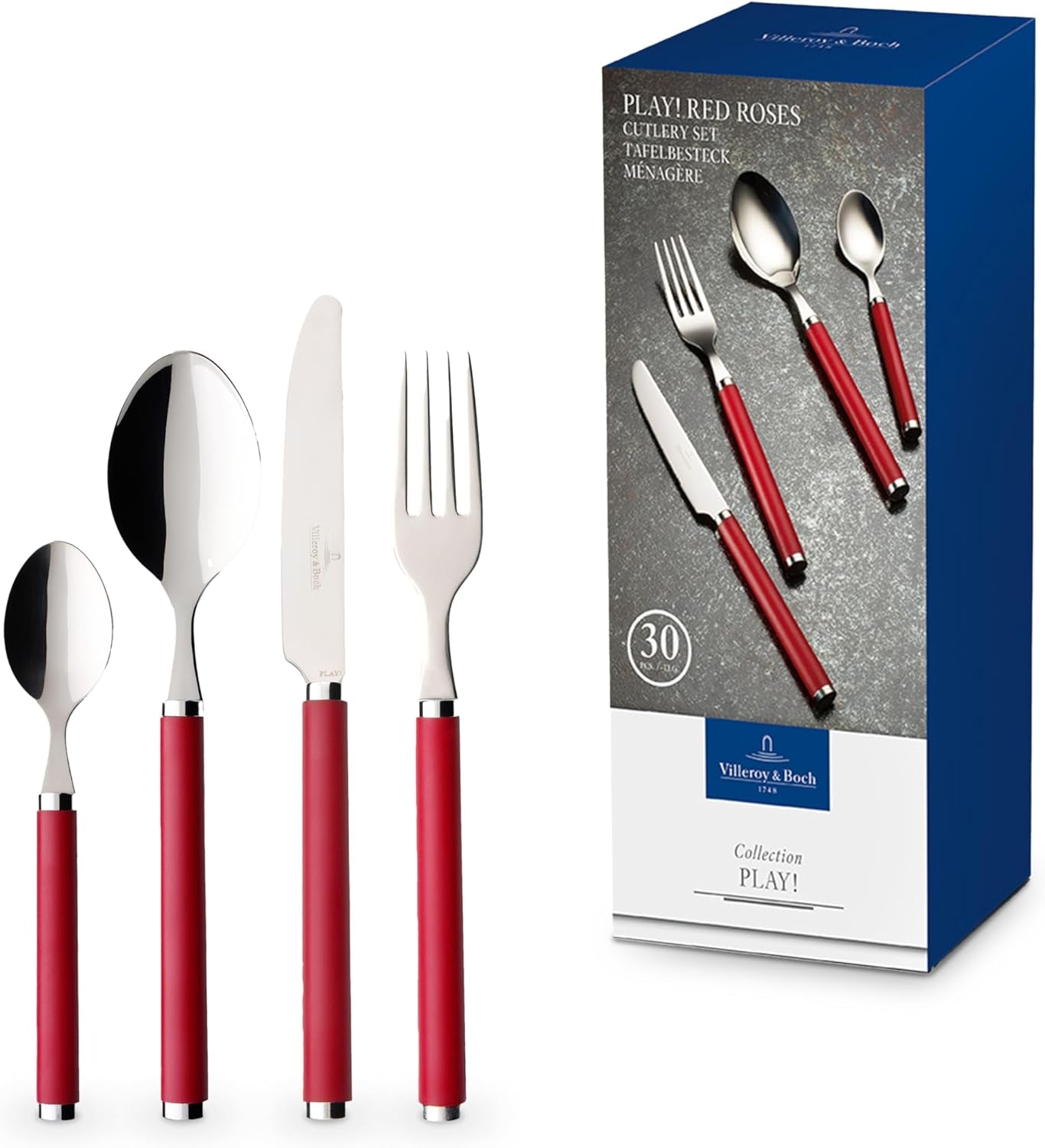 Villeroy & Boch - Jouez ! Ménagère Roses Rouges 30 pièces Cuisine Naty Shop