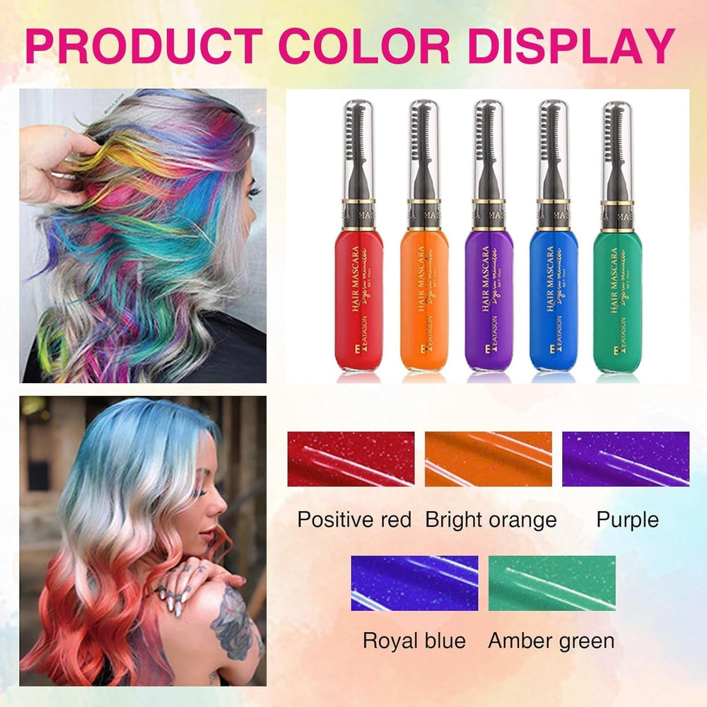Teinture capillaire temporaire pour enfants, 5 couleurs, Mascara lavable, craie pour Salon de coiffure, boutique Naty